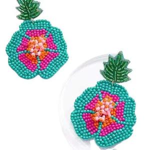 Pendientes multicolor hechos a mano con bordado de cuentas para mujer, joyería festiva para fiestas al mejor precio, pendientes de cuentas. - Product Image 1