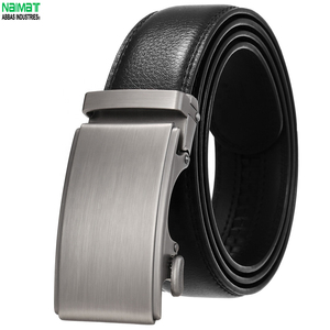 Ceinture automatique pour homme en cuir véritable, marron uni, en cuir de vachette, boucle rectangulaire en alliage, formelle, écologique, durable, moulage monobloc - Product Image 3