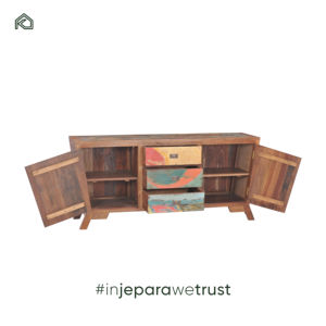 Elegante Mueble de TV Moderno de Madera Reciclada Sólida con Tamaños Personalizados para Sala de Estar, Muebles para el Hogar Hechos en Indonesia - Product Image 4