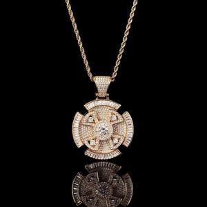 Pendentif Hip Hop en Moissanite Sertie de Pierres, Croix Rotative Plaqué Or, Collier Pendentif Croix - Product Image 3
