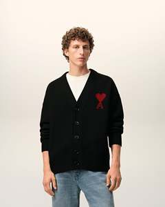 Custom Men's <b>Black</b> O-Neck Knitted Embroidered <b>Heart</b> Logo Oversized Fit Wool Heavyweight Casual Winter ODM - Product Image 3