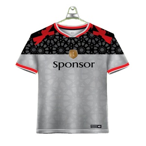 Maillot de football col en V à manches courtes imprimé 100% polyester personnalisable échantillon gratuit séchage rapide respirant léger uniforme - Product Image 3