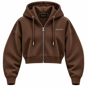 Sweat à capuche d'hiver surdimensionné à épaules tombantes pour femme, couleur marron chocolat, personnalisé, design sur mesure, 100% coton molletonné - Product Image 1
