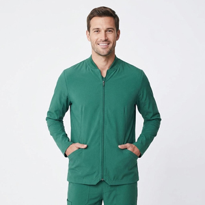 Chaqueta de uniforme médico para calentamiento, para personal hospitalario profesional, con cremallera completa y cuello redondo - Product Image 6