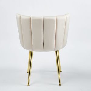 Set di 2 Sedie da Pranzo Moderne Bianche con Schienale in Velluto Confortevole e Gambe in Tubo di Ferro Color Oro per Sala da Pranzo - Product Image 5