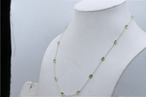 Wholesale Women 925 Sterling Silver Peridot Necklace Minimalist Round Cut Gemstone Chain Necklace for Women Jewelry <b>Gift</b> - Product Image 6