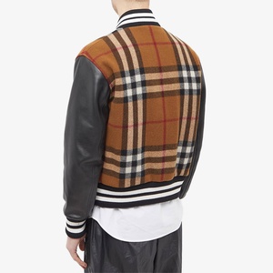 Men's Winter Varsity Jacket Solid Wool Blend Cotton Sleeves <b>Covered</b> <b>Button</b> Closure Turn-down Collar Waterproof Reversible - Product Image 3