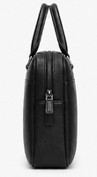 Gravs - Maletín Grande de Cuero Genuino Negro para Portátil, Estilo Retro, para Oficina, Trabajo Diario, Impermeable, Duradero y Elegante