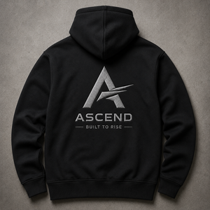 Sudadera con Capucha Negra para Hombre Ascend, Corte Regular, Logotipo Bordado, Bolsillo Delantero, Informal, de Forro Polar, para Otoño - Product Image 2
