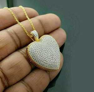 Pendentif Cœur Luxe Plaqué Or Argent Sterling Moissanite VVS 12 Carats Effet Diamant Bijoux Hip Hop Déclaration d'Amour - Product Image 2