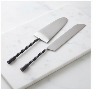 Serveur de gâteau en argent classique avec poignée torsadée beau couteau de coupe de gâteau idéal pour les mariages anniversaires et les fêtes à la maison - Product Image 1