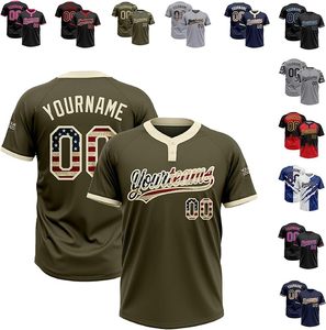 Maillots de baseball personnalisés à deux boutons, chemises de softball personnalisées, uniformes sportifs avec nom, numéro et logo brodés pour hommes, femmes et jeunes - Product Image 1