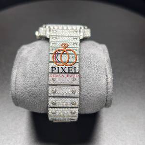 Reloj de Diamantes Moissanite con Correa de Acero Inoxidable Plateada y Cristal de Zafiro Antiguo, Alta Calidad, Pasa Pruebas - Product Image 4