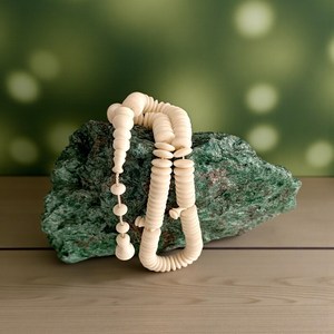 Tasbih 100 perles en os naturel pur de 10 mm, fait main, écologique et économique, forme naturelle, cadeau de mariage moderne, pour la prière et la réflexion, Masbaha Subha - Product Image 3