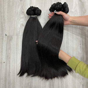Extensions de cheveux humains vierges vietnamiens de qualité supérieure, lisses, double épaisseur, pointes épaisses, soyeuses et naturellement noires - Product Image 6
