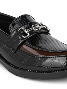 Midnight Black Patent Leather Designer Chain Loafers for Boys Premium Formal Party Wear Slip on Comfortable <b>Soft</b> Loafers - Product Image 5