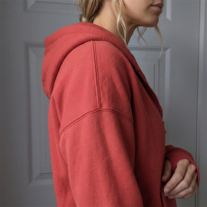 Premium Women <b>Red</b> Cotton Hooded Tracksuit Set Casual Loose Fit Full Length Solid Color With Side Pockets Autumn Wear <b>Crop</b> <b>Top</b> - Product Image 5