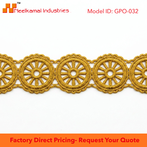 Encaje Guipur Geométrico Mostaza de 10mm, Suministro de Fábrica, Embalaje de 20 Metros, para Diademas, Costura, Manualidades, Decoración Tradicional - Product Image 5