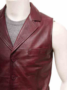 Fashionable Genuine Sheepskin Leather vest jacket for men High Quality Soft Leather vest in different Colors - Product Image 5