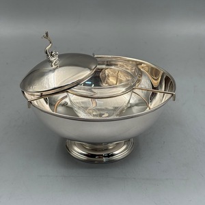 Silver Peacock Design Pedestal Serving Bowl, Elegant Metal Centerpiece Bowl <b>for</b> Dining <b>Table</b>, Home Decor and Special Occasion - Product Image 2