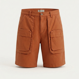 Pantalones Cortos Cargo Casuales de Cintura Media para Hombre, Estilo Hip Hop, Tejido Sólido, 98% Algodón BCI, 2% Elastano, Etiqueta Privada Disponible - Product Image 1