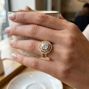Gemvanity SR1463 14K Gold Plated Tibetan Buddhist Luxury Classic Channel Setting Brilliant Cut Moissanite Silver Gemstone <b>Ring</b> - Product Image 4