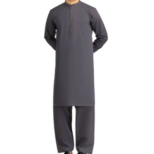 Traje tradicional pakistaní Shalwar Kameez gris carbón para hombre, Kurta Pajama de alta calidad, ropa étnica hecha a medida. - Product Image 1