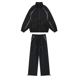 Yellow Black Plus Size Regular Fit Waterproof Eco-Friendly Lightweight Windbreaker Tracksuit Set <b>Zip</b>-<b>Up</b> <b>Jacket</b> Pants Street Wear - Product Image 3