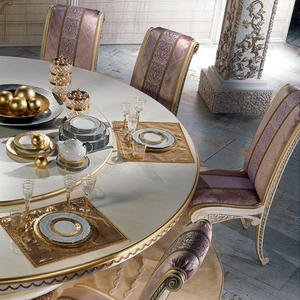 High End <b>Round</b> <b>Dining</b> <b>Table</b> Set Classic Cream Gold <b>Dining</b> Furniture Lazy Susan <b>Dining</b> <b>Table</b> Hand Carved <b>Round</b> Set 10 Seats - Product Image 3