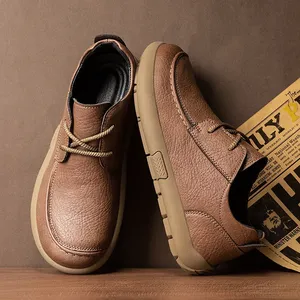 Zapatos Casuales de Cuero Genuino para Hombre, Zapatos para Caminar con Suela Suave, Marca de Lujo, Zapatos Ligeros Tipo Mocasines para Hombre de Edad Media y Mayor - Product Image 6