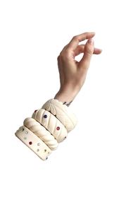 Conjunto de 4 piezas de estilo Vintage Retro de alta calidad, pulseras de diamantes de imitación multicolores blancas hechas a mano, brazalete de moda, artesanías de joyería - Product Image 2