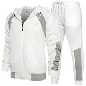 Wholesale Men's Full <b>Zip</b> Tracksuit <b>Hooded</b> Jogger Set Color Block Sportswear OEM Private Label Fitness Streetwear Apparel DDP - Product Image 1