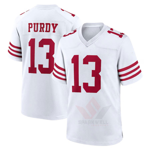 Camiseta de Fútbol Americano Blanca con el Número 13 y Rayas Rojas, Cuello en V, Manga Corta, Ropa Deportiva Transpirable de Poliéster para Hombre - Product Image 2