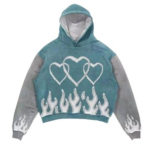 Sudadera con Capucha Estampada 'Jesus Is My King' para Hombre, Corte Holgado, Lavado Ácido, Color Gris, Algodón French Terry, Estilo Hip Hop - Product Image 4