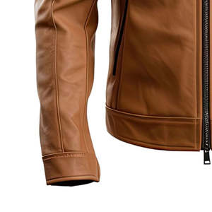 Chaqueta de Cuero Genuino de Piel de Oveja para Hombre, Nuevo Diseño, Chaqueta de Motero de Invierno de Alta Calidad, Resistente al Viento e Impermeable, con Logotipo Personalizado y Cuello Alto - Product Image 6