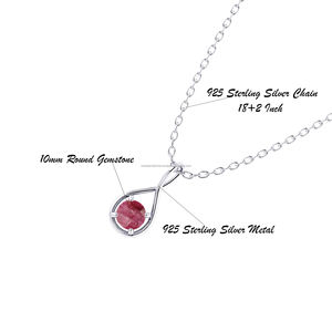 925สเตอร์ลิงเงินแท้สร้อยคอโซ่ร้อยสายทับทิมความยาว18 + 2 "สำหรับเป็นของขวัญแต่งงานเครื่องประดับสำหรับครอบครัวพลอยวันเกิด - Product Image 3