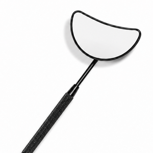 Handheld Pocket <b>Makeup</b> <b>Mirror</b> 3X <b>Magnifying</b> Single Side Moon Shape Stainless Steel Frame Black Handle - Product Image 2