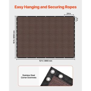 140 GS 90% Sun Shade Cloth 10 X 12 Ft Pergola <b>Cover</b> with Stainless Steel Grommets Shade Sails & Nets Canopy Privacy <b>Screen</b> - Product Image 4