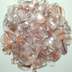 พลอยควอตซ์สีชมพูธรรมชาติทรงรีเจียระไนสำหรับทำเครื่องประดับ - Product Image 1