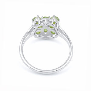925 Sterling Silver Floral Peridot Ring 8 Pear Shape Green <b>Stone</b> Flower Design 1 Micron Gold Plated Jewelry - Product Image 4