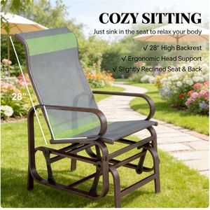 Set di Due Sedie a Dondolo Scorrevoli Grigie per Esterni, Ideali per Patio e Cortile - Product Image 4