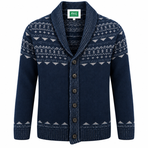 <b>Lightweight</b> 12GG Men's <b>Cardigans</b> with Needle Detection 50% Cotton 50% Acrylic V-neck Covered Button Closure - Product Image 1