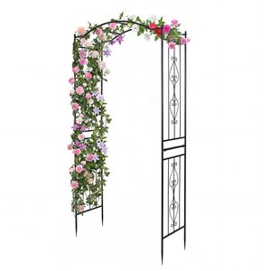 Arche de jardin en métal robuste de 7,5 pieds, treillis à toit incurvé, cadre en fer thermolaqué pour décoration de mariage, style pergola moderne - Product Image 5
