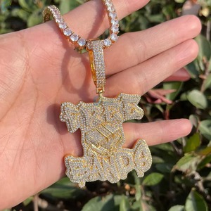 Iced Out <b>Initial</b> Letter Name <b>Pendant</b> 18K Gold Plated Moissanite Hip Hop Men's Necklace Theme Animal Charms Everyday Wear <b>Pendant</b> - Product Image 2