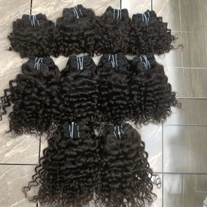 Precio al por mayor 100% Extensiones de cabello tejido Remy sin procesar Paquetes ondulados rizados rectos Templo alineado de cutícula de un solo donante - Product Image 1