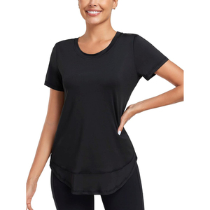 Camiseta Holgada para Mujer, Cómoda y Elegante, de Manga Corta, Diseño Sólido Informal, Tallas Grandes, con Decoración de Logotipo, Venta al Por Mayor - Product Image 1