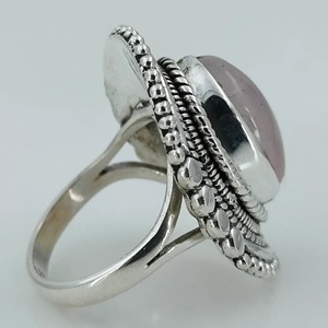 Rose <b>Quartz</b> Oval <b>Ring</b> 925 Sterling Silver Handmade Statement Promise Jewelry for Women <b>Ring</b> bezel setting January Birthstone - Product Image 5