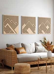 Panneau mural en bois géométrique moderne, décoration murale en bois artisanale pour salon, chambre et décoration intérieure - Product Image 1
