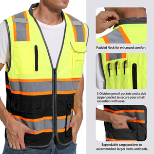 Breathable Reflective Safety Vest Industrial Strength High Vis Fabric Night <b>Work</b> Protection <b>Construction</b> Site Safety Clothing - Product Image 5
