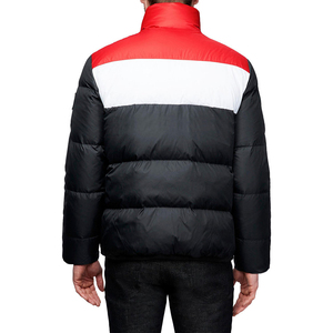 Fabricant de vestes d'hiver matelassées personnalisées pour hommes, veste d'extérieur chaude à col montant et blocs de couleur, doudoune décontractée épaisse, OEM - Product Image 3